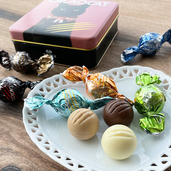 【COOL EMS】CACAOCAT 巧克力球 I LOVE CACAOCAT貓咪粉紅鐵罐 8個入
